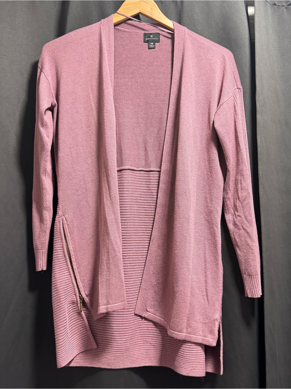 Worthington Dusty Rose Open-Front Long Cardigan - Picture 1 of 7